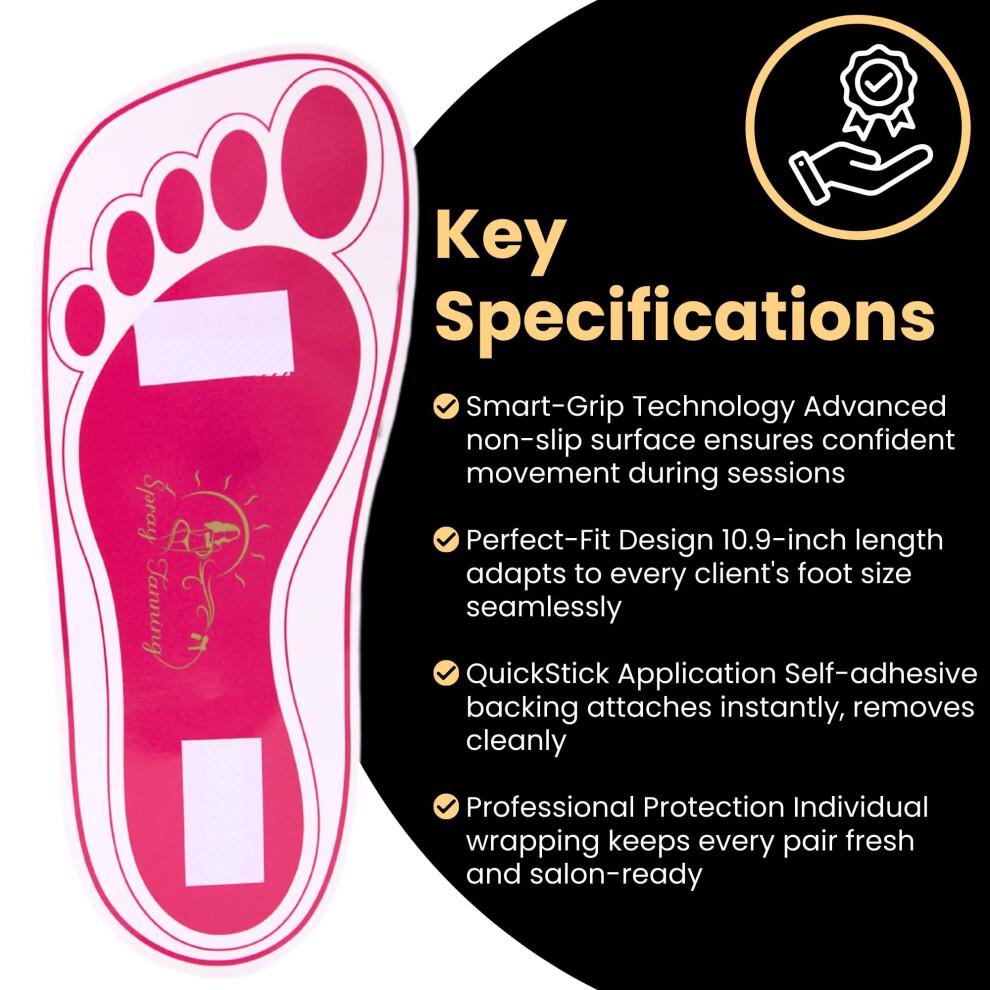 60 Pairs(120 Feets) Disposable Pink Tanning Feet Pads Sunless Airbrush Spray Tent Protect Foot Shaped Spray Tan Sandals