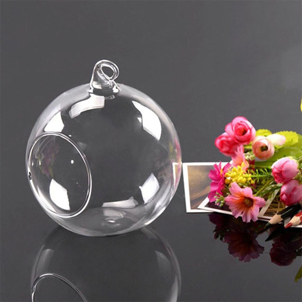 Fillable Bauble Clear Glass Ball Microlandscape Container Open Mouth Plant Pot for Decorating Window or Balcony