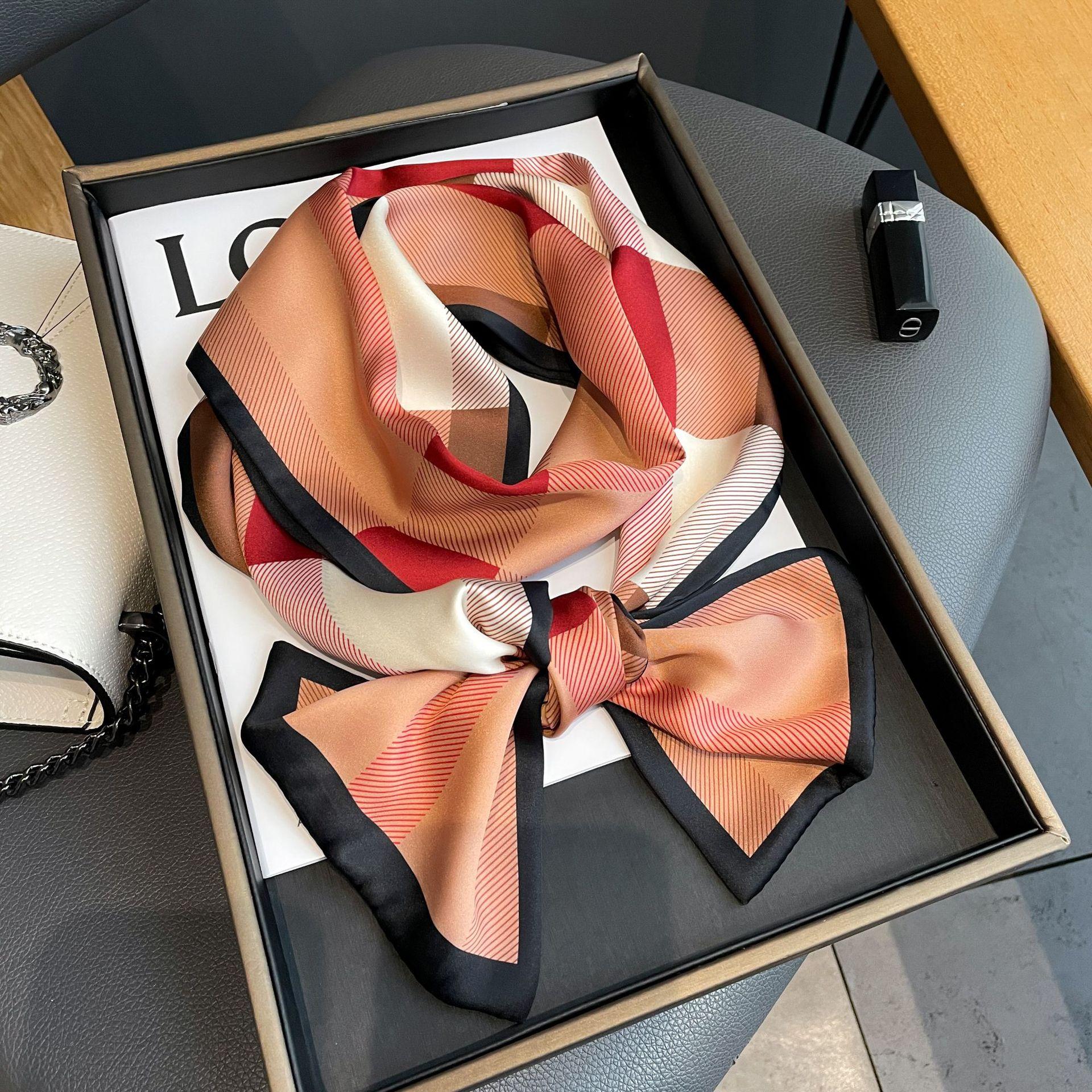 

Fashion New Korean Style Small Silk Scarf Women Tie Bag Headband Printing Designer Hairband Neckerchief Ribbon 16x146cm