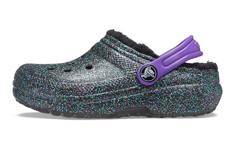 Crocs Classic Clog Fleece Lined Abrasion Resistant Clogs Black Kids  205937-9BD 24-25