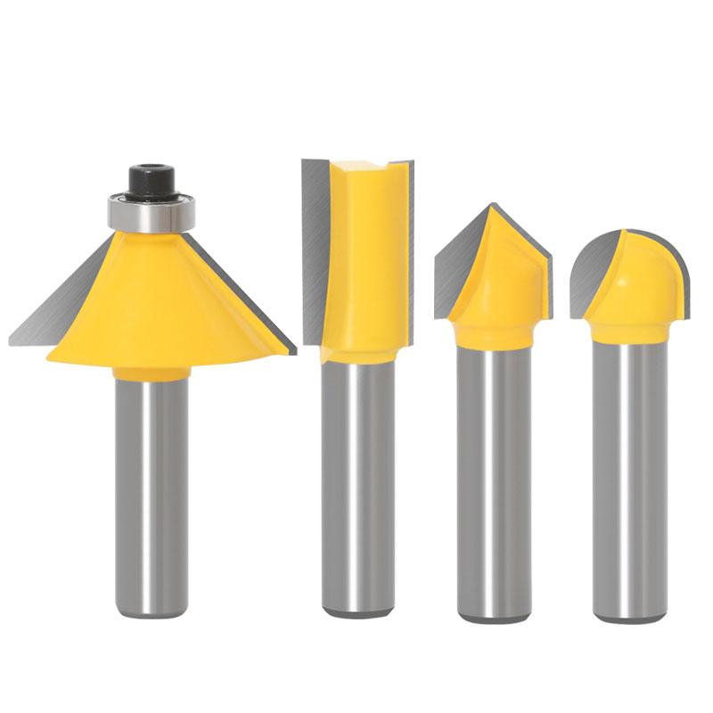 15 adet 8mm 6.35mm shank Yönlendirici Bit Seti Kırpma Düz Freze ahşap uçları için Tungsten Karbür Kesme Ağaç İşleme