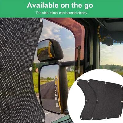 Semi Truck Side Window Shade 2pcs Car Sun Shade Styling Accessories UV Protection Side Window Sunshade Mesh Screens For Tru P3L7