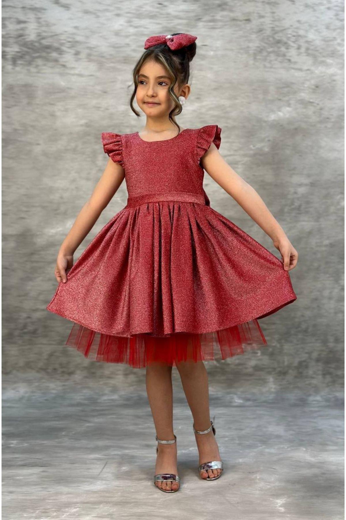 

Girl s Shimmering Pomegranate Flower Dress
