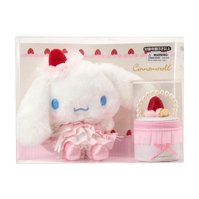Sanrio Set de Estuche de Accesorios de Peluche Batido Edades 3 y 224812 & (Pastel de fresa) Cinnamoroll, Arriba,