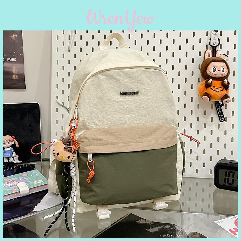 Cute Korean Style Student Backpack With Nylon Material And Cushioned Straps For Daily Use
