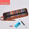 50 Colored Wooden Pencils In Roll-Up Case for Students and Artists