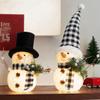 Christmas Luminous Snowman Ornament with Black & White Plaid Scarf Hat