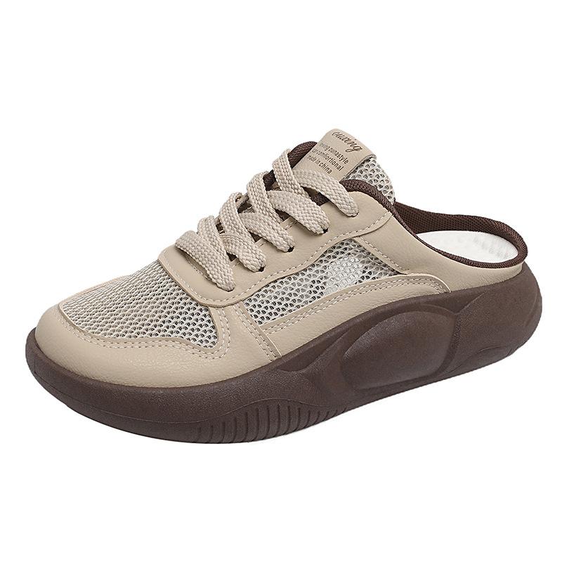 Summer Sneakers for Women Casual Mesh Anti-Slip Walking Shoes Breathable Running Backless Sneakers Women's Outdoor Comfortable Chunky Platform Mules