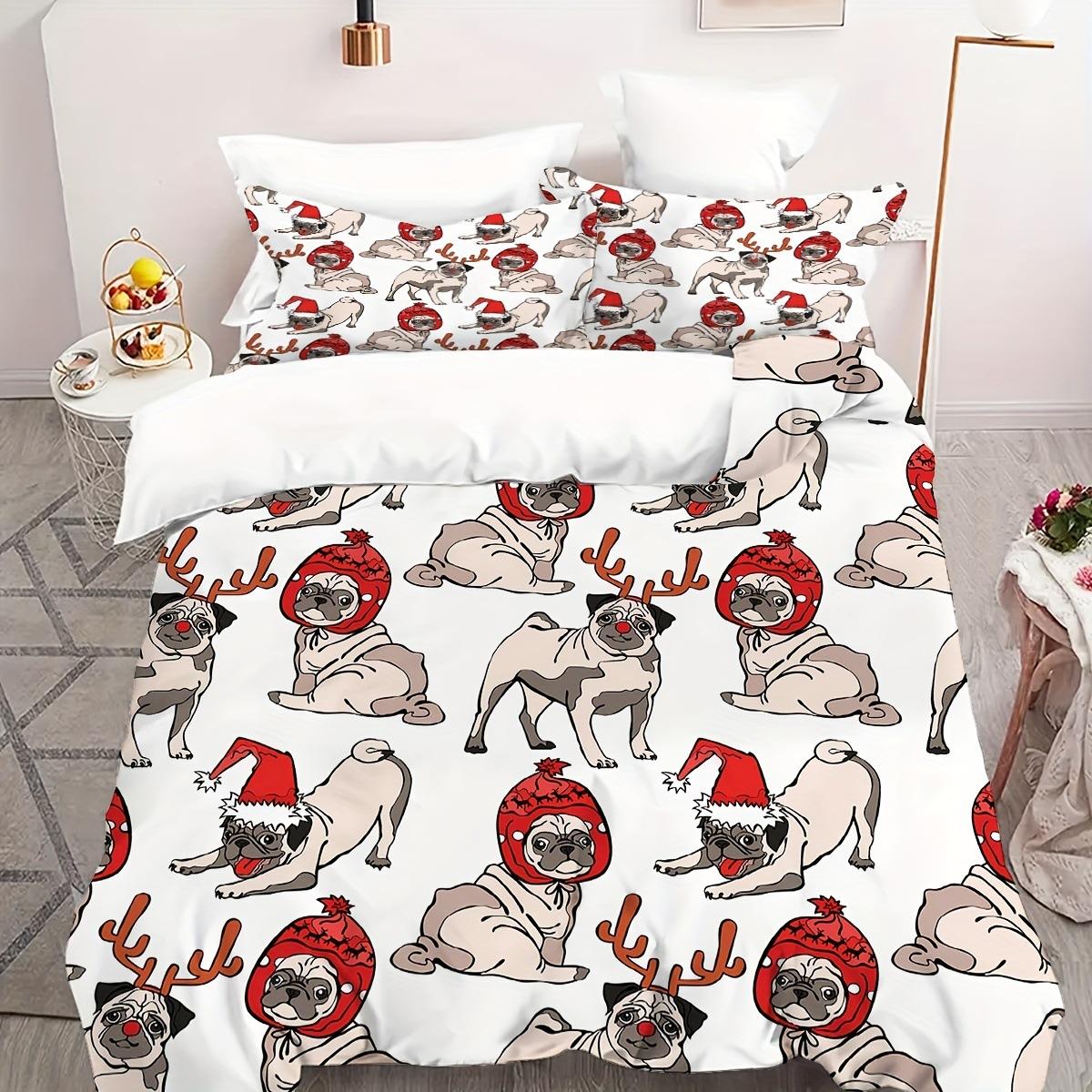 

Animal Quilt Cover Cute Pug Three-Piece Set Digital Printing Duvet Cover EU single 135*200
