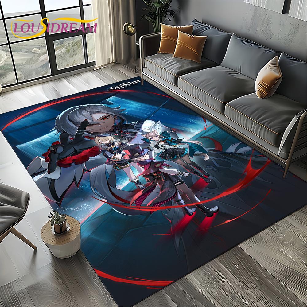 Nowy Dywanik Kreskówkowy Solo do Gier Genshin Impact do Salonu Sypialni Dekoracja Domowa Sofa, Mata Podłogowa Antypoślizgowa do Zabawy dla Dzieci