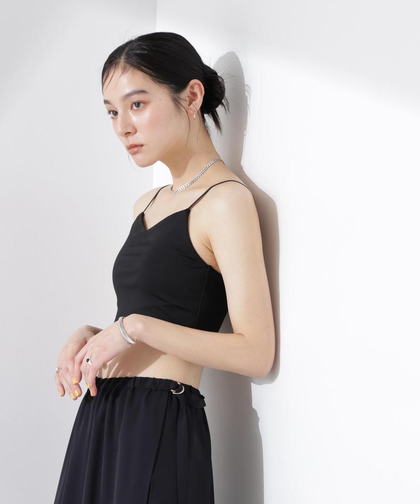 Nano Universe Stretch Punch Bra Top with Size Cups, Women's, M, 010, Black, 669-5124317