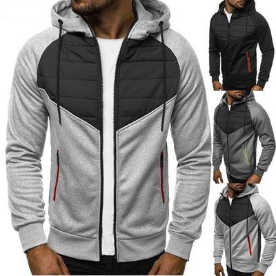 Herren Herbst- und Winter-Freizeit-Hoodie mit Reißverschluss, Herren-Patchwork-Strickjacke