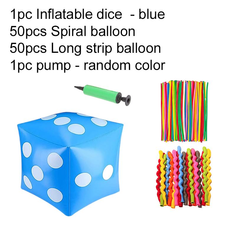 30cm Inflatable Dice Set with Pump Spiral/Long Strip Balloon Festival Gathering Decoration DIY Party Entertainment Supplies TMZ