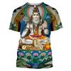 Moda Estiva Nuovi T-shirt Grafiche India Shiva Per Uomo Tendenza Casual Personalità Stampati Oversize Girocollo Manica Corta Magliette Top