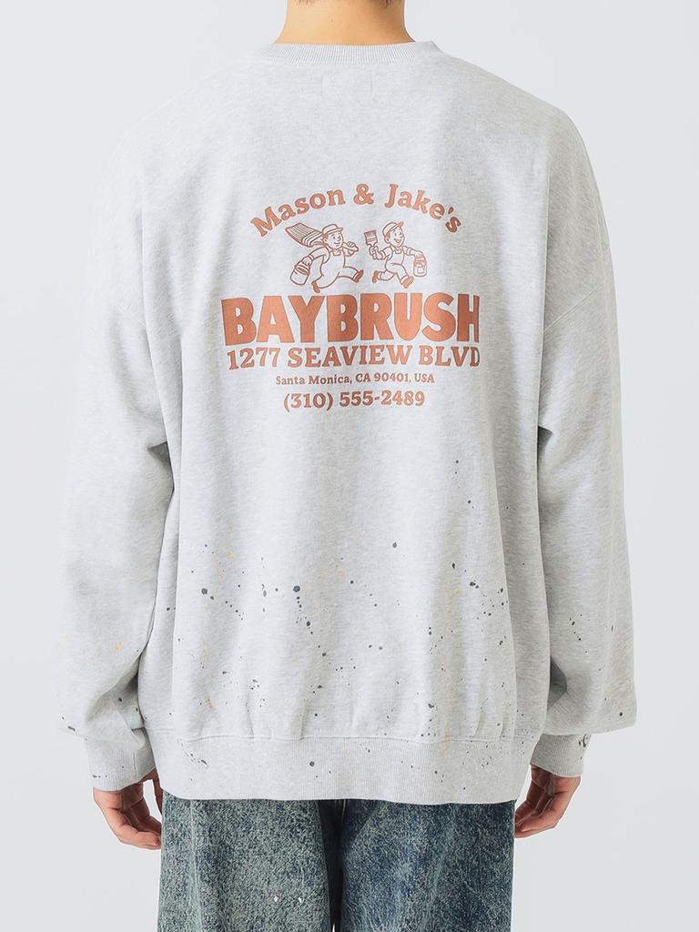 Beams Heart Herren Sweatshirt mit Bemalung, Grau, Größe S