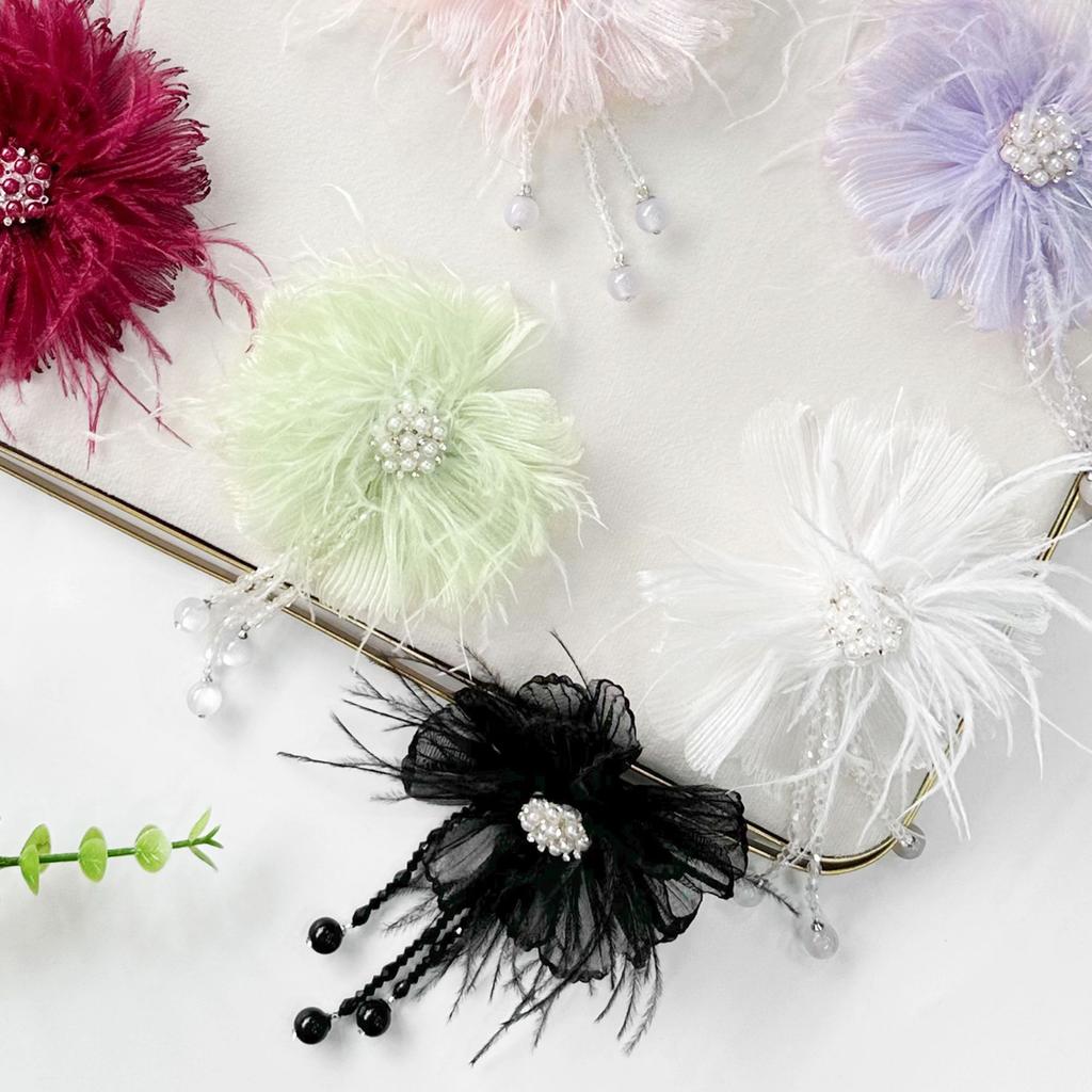 Beautiful Multi-Color Handmade Feathers Three-Dimensional Flower Corsage Clothing Hairpin Headgear Clothing Accessories