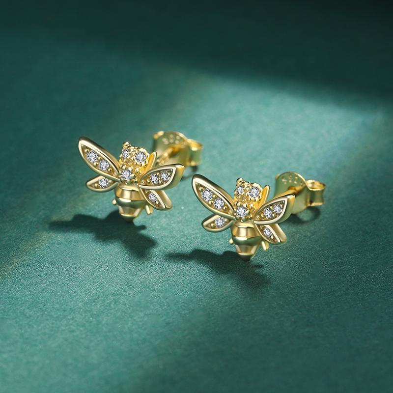 Creative Bee Shape S925 Silver Earring for Women's High-quality Zircon Earrings Jewelry Anniversary Gift Sterling Silver Jewelry