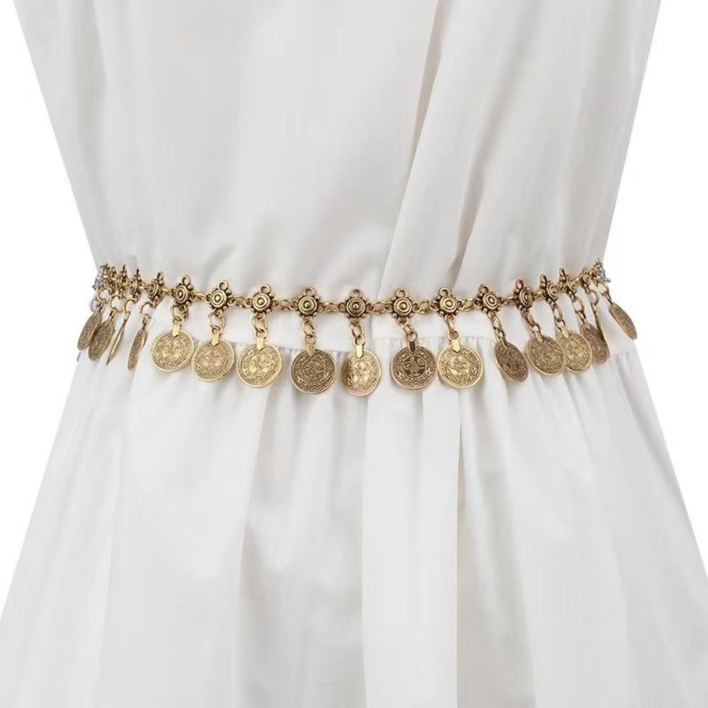 Gold/Silver Metal Belly Chain Shaking Coins Waist Belt Luxury Body Chain  for Women