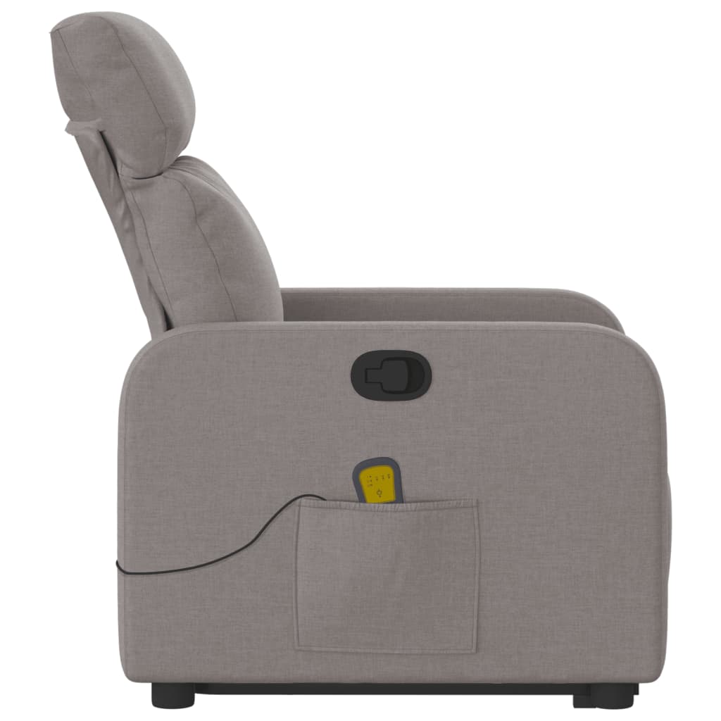 Massage Recliner with Rising Function Taupe Fabric