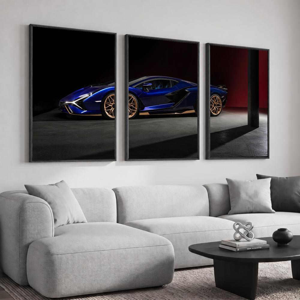 Sports Car Starting Grid Painting Calligraphy 3PCS Canvas Art Poster Set Home Decor for Living Room Bedroom Office Decoration