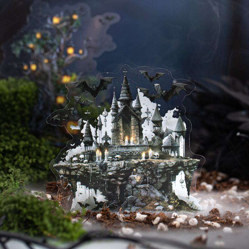 Journal GO 10pcs Abandoned City Vintage Dark Gothic Forest Landscape PET Sticker Creative DIY Journal Collage Scrapbooking Decal
