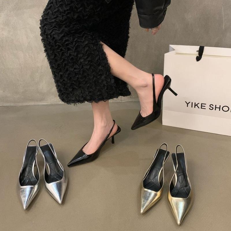 Fashion New High Heel Shoes Fashion Slip-on Women's High Heels Pumps Summer Solid Office and Career Sexy Pointed Toe Heeled Sandals