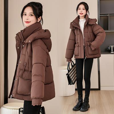2025 Short Hooded Down Cotton Jacket Women's New Winter Thickened Warm Padded Jacket Loose Bread Jacket