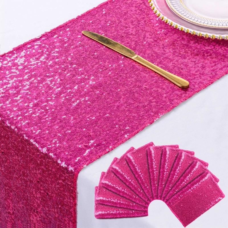 Add to Your Table with a Sequins Table Runner Stylish Pink Table Runner for Dining Table Decoration
