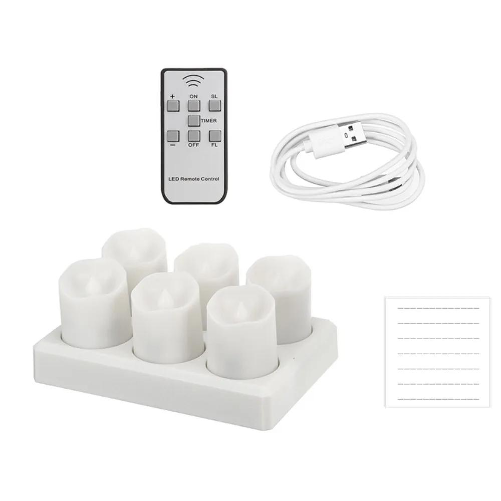 6 Pack USB Rechargeable Flameless Candles Flameless LED Votive Tea Light with Remote for Halloween Christmas Wedding Party Decor