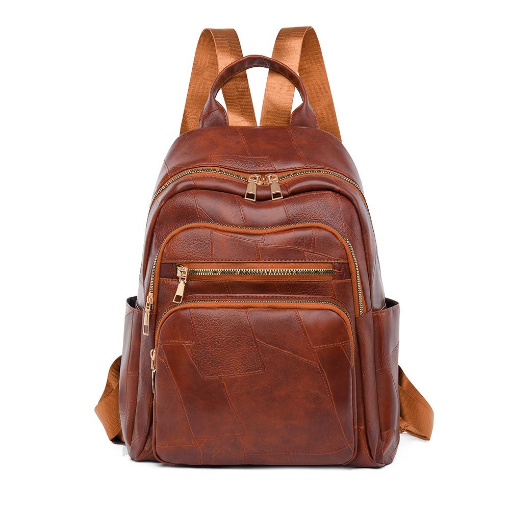 

Женский мягкий кожаный рюкзак, большая вместимость, легкая сумка для поездок на работу и обратно коричневый