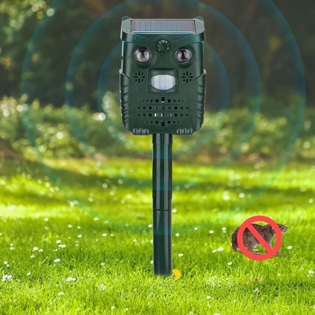 ABS Kunststoff Ultraschallton Weißlicht Blinken Solar Tierabwehr für Hof Garten