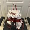 Women's Cute Polka Dot Lace Backpack - 2025 Trendy Bow Knot Bucket Bag, Versatile and Stylish Small Backpack