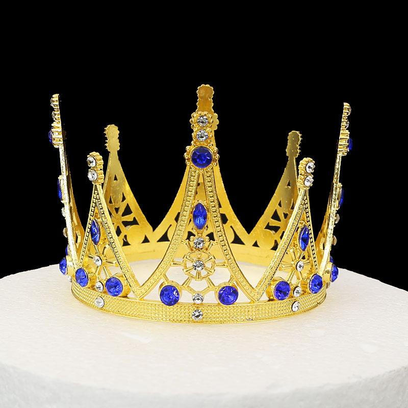 Original Baroque Round Crown Alloy Tiara Birthday Bride Cake Decoration Crown Children