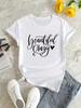 Letter Print T-shirt Short Sleeve Crew Neck Casual Tops for All Seasons Women's Vintage Style T Shirt Outfit Clothing Female 90s