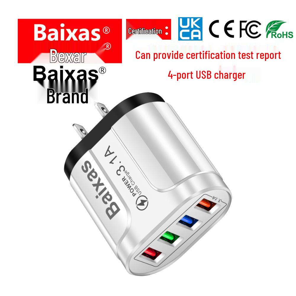 European Standard 4-Port 5V/2.4A USB Travel Charger