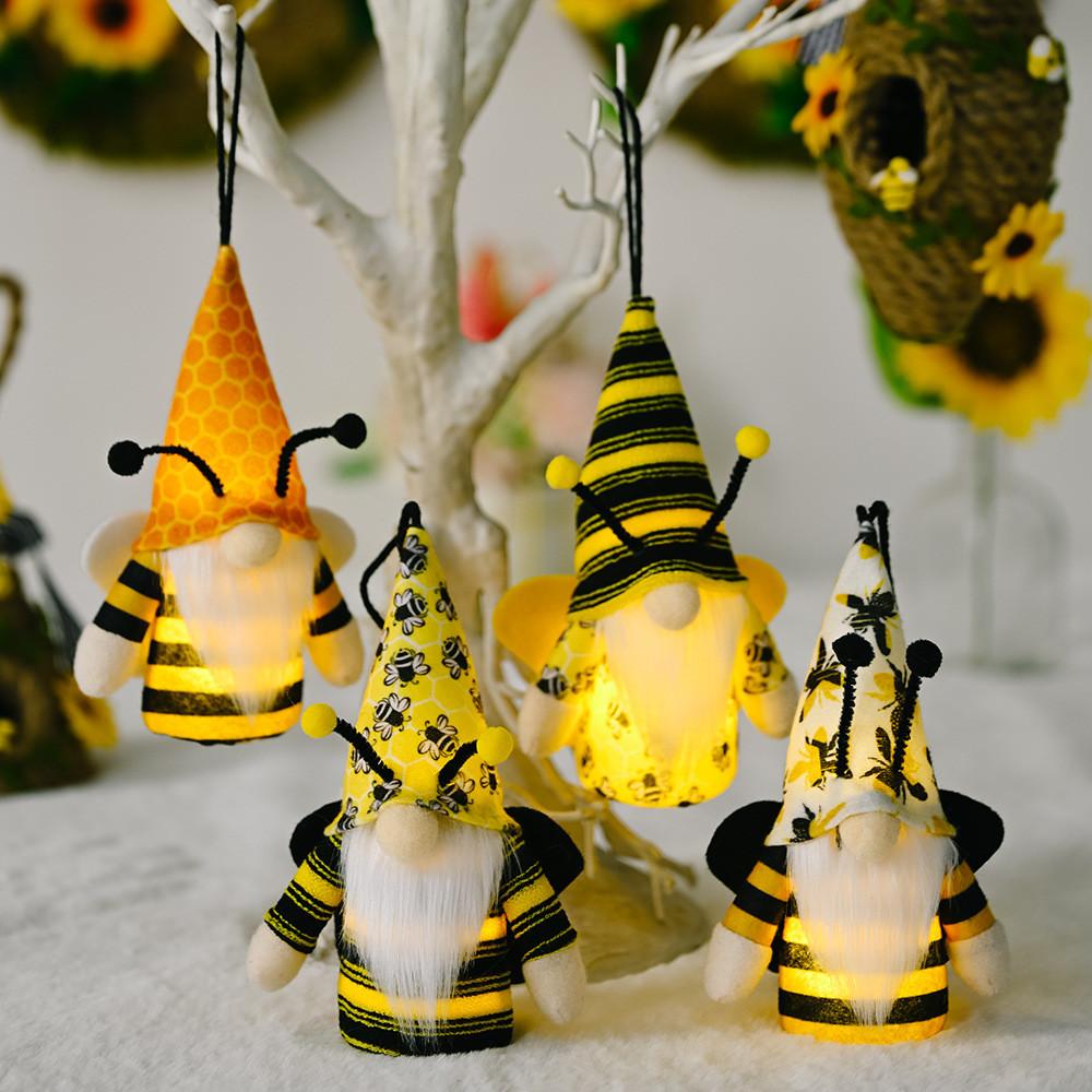 Adorable Bee Day Plush Doll With Antenna And Glow Feature For Festive Decor
