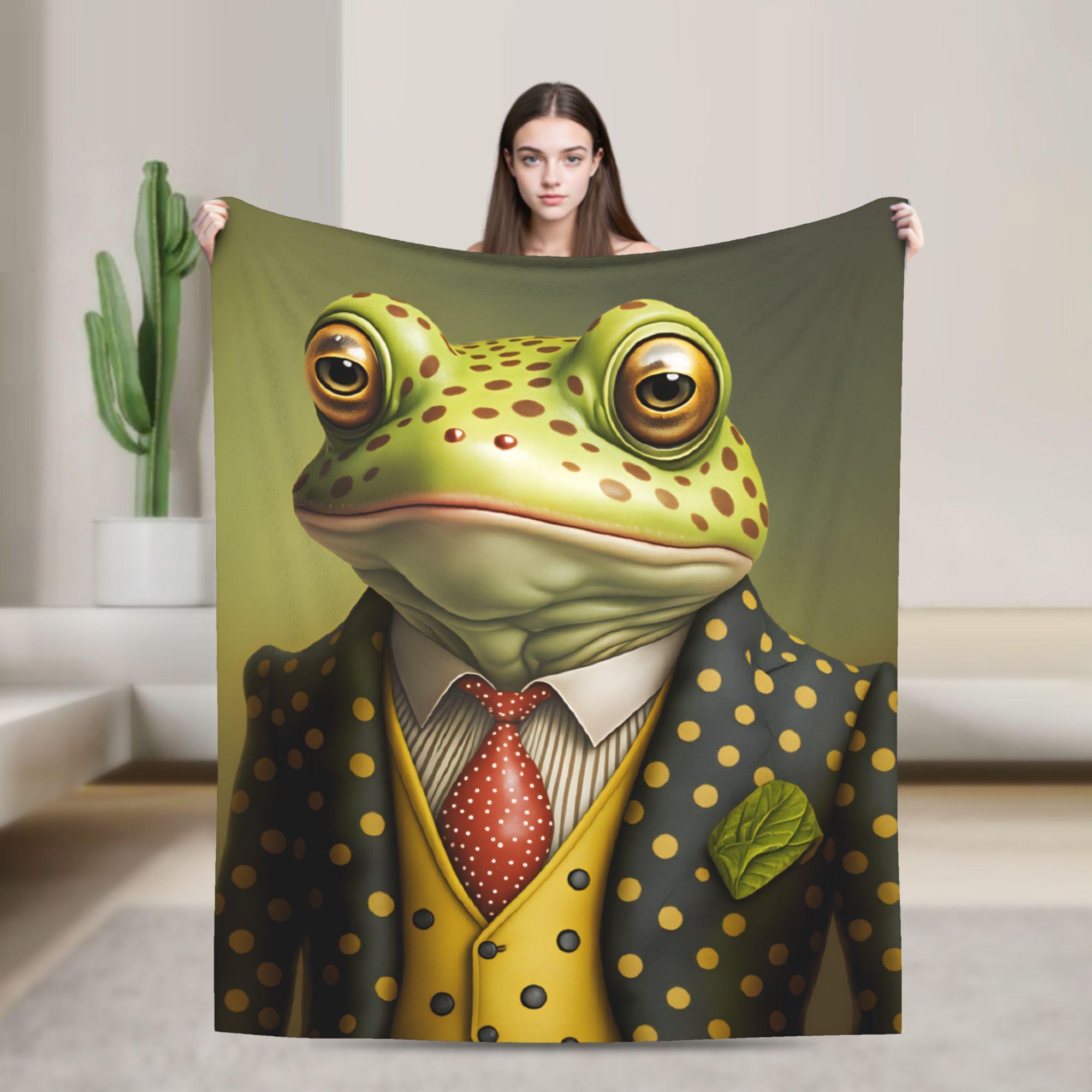 

Gentleman Frog Plush Blanket Boy Girl Flannel Throw Blanket For Home Decor Warm Soft Customized Quality Bedspread 75x90cm
