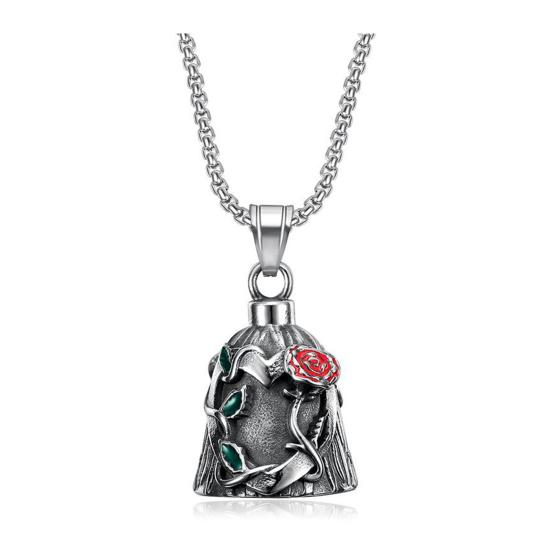 Luck Riding Bell Biker Guardian Lucky Bell Titanium Steel Bell with Engraved Rose Vines Hanging Bell for Key Ring Car Backpack