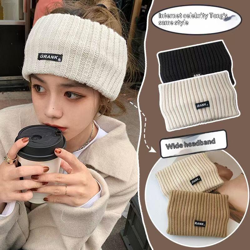 1Pcs Female Punk Elastic Headwear Women Winter Wide Headband Solid Color Knitted Warm Headwrap Sports Hair Bands Accessories