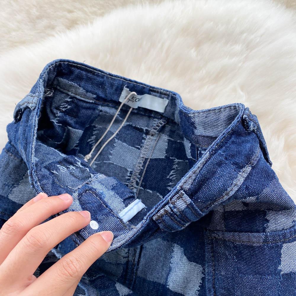 Sexy Tight Skirt Ins Plaid Short Skirt Women's Summer A-Line Skirt High Waist Denim Wrap Hip Skirt