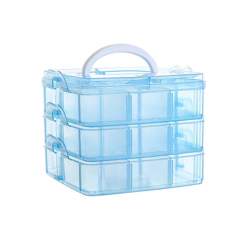 Compact 18-Compartment Three-Layer Portable Jewelry and Tool Organizer Box