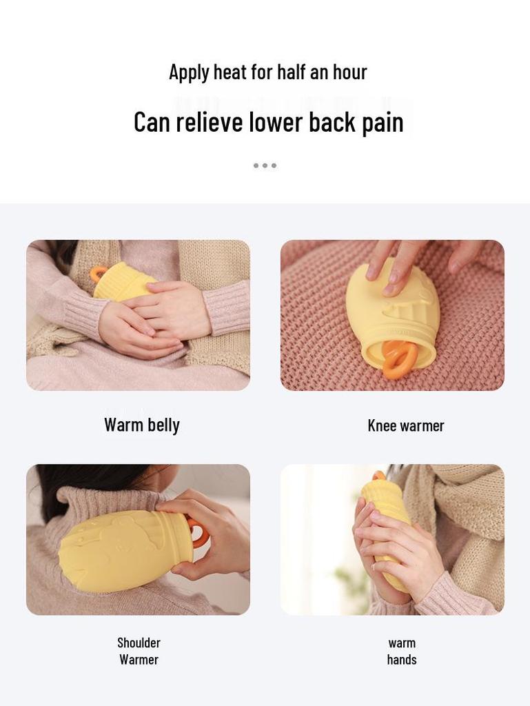 Cartoon Silicone Hot Water Bottle - Microwave Ready, Explosion-Proof, Cute Hand Warmer for Babies