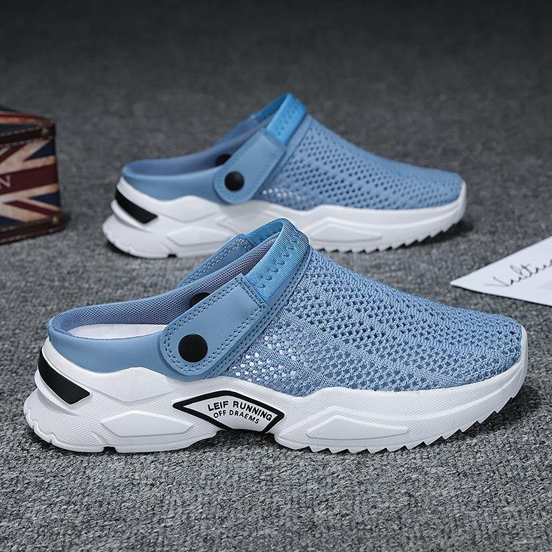 Summer Slippers Men'S Beach Shoes Non-Slip Bird'S Nest Sandals Men'S Slippers Flying Woven Hole Shoes Two Wear Cool