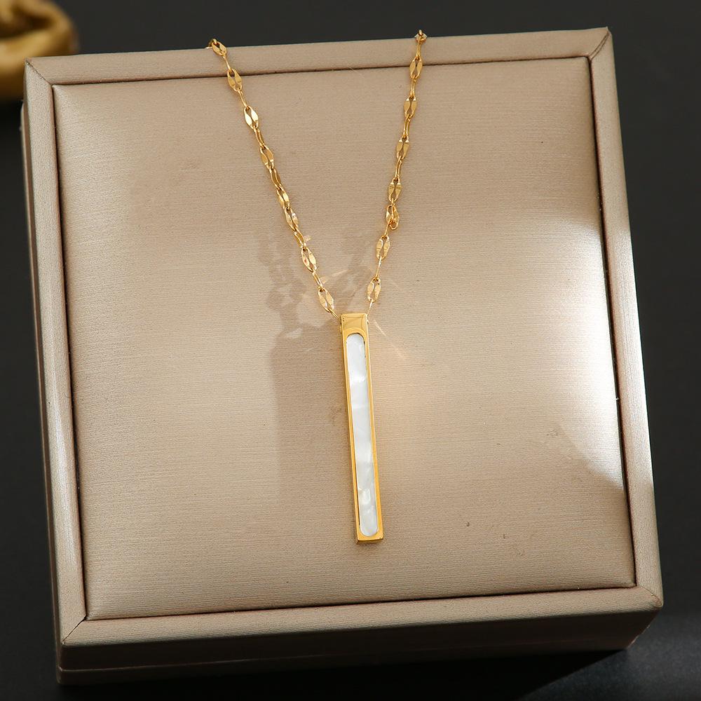 

Ожерелье из гальванизированной 18-каратным золотом полностью титановой стали, женская высококлассная ключичная цепочка - не тускнеющая бижутерия