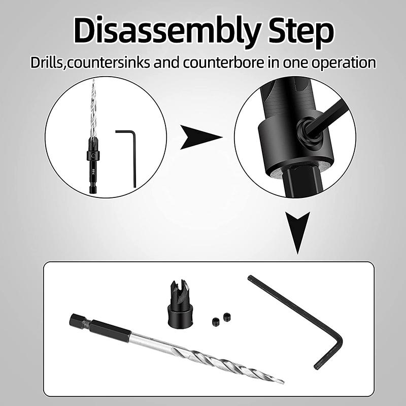 HSS Konik Havşa Matkap Ucu Seti 1/4 "Hex Shank Marangozluk Raybası Durdurma Yaka Vida Deliği Matkap Pah Ağaç İşleme Aletleri