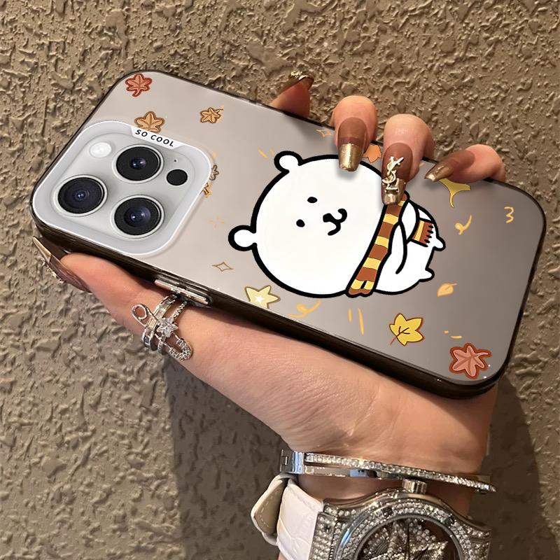 Fall Leaves Joke Bear Print Frosted Case for iPhone 17 Air 16 E 15 14 Plus 13 12 Mini 11 Pro Max Acrylic Sheet Silicone Cover
