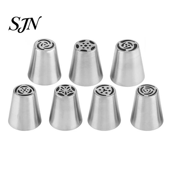 Bakery Supplies for Home Bakers 7PCS Russian Piping Tips Set, Stainless Steel Cake Decorating Cream Nozzles Baking Nozzles, Wedding