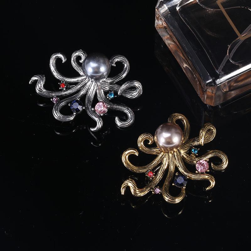 Creative Personality Octopus Octopus Pearl Rhinestone Brooch Clothing Accessories