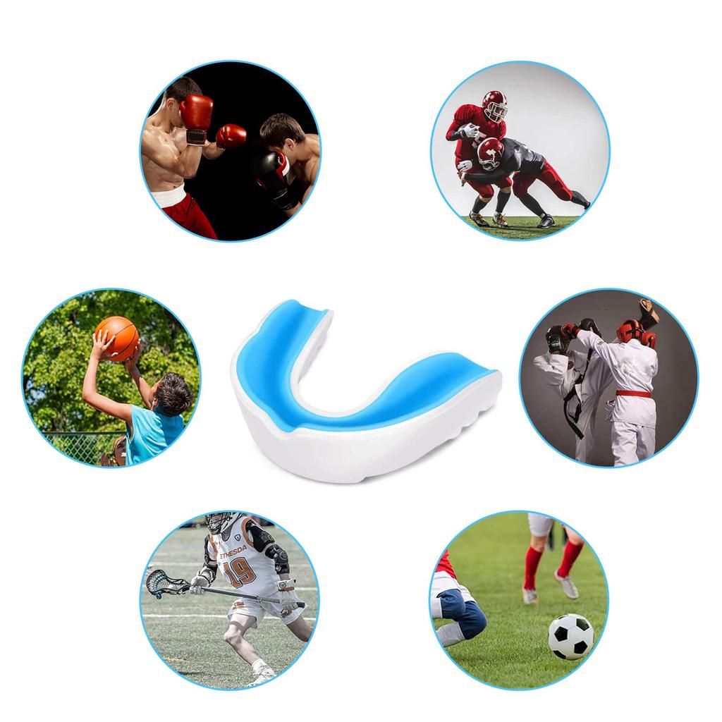 Mouthpiece Mouth Guard with Case for Muscle Martial 2 Colors Karate, Boxing, Training, Sports, Arts, Exercise, (Blue/White)