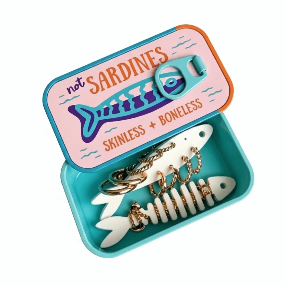 3D Printed Sardine Jewelry Box Fishbone Insert Trinket Storage Box  Desk Storage